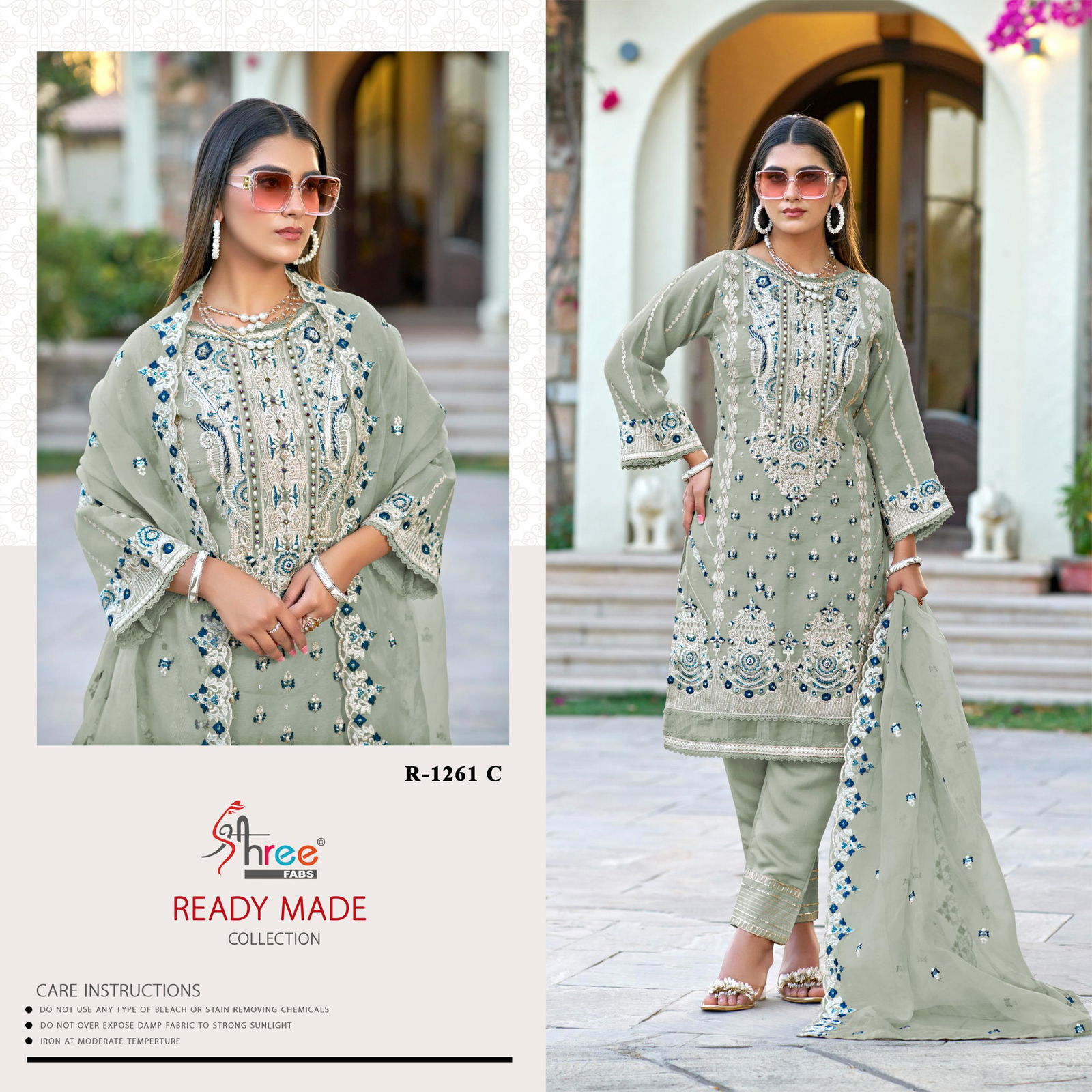 R 1261 By Shree Organza Embroidery Pakistani Readymade Suits Wholesale Clothing Distributors In India
